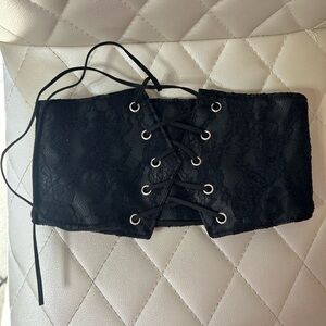 Black Lace-Up Corset Belt